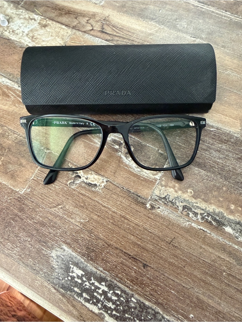 Prada Black Full-Rim Rectangular Glasses - Picture 2 of 6